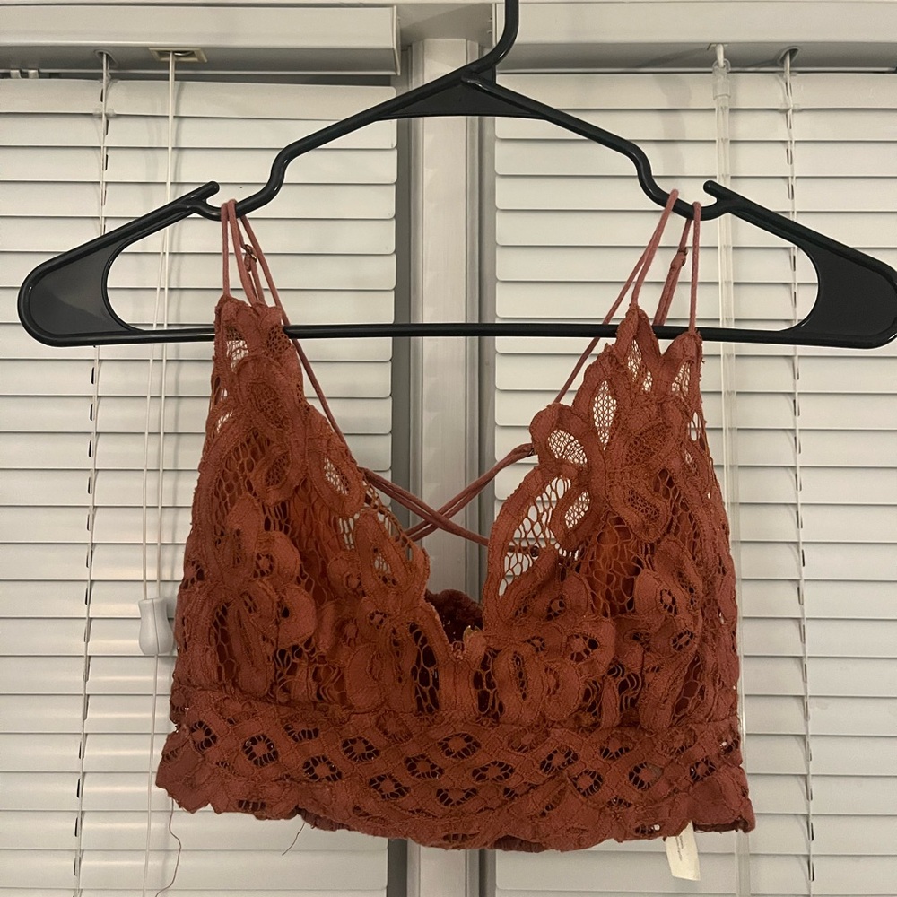 Free People Lace Bralette Tank Top - Rust